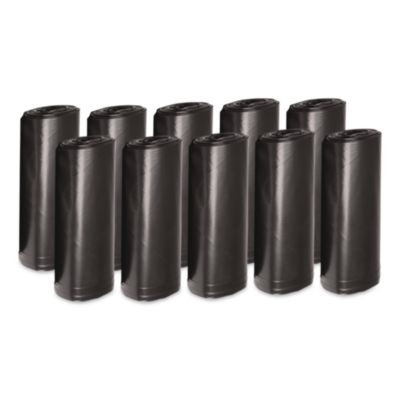 Low Density Can Liners, 60 Gal, 2 Mil, 38" x 58", Black, 10 Bags/Roll, 10 Rolls/Carton