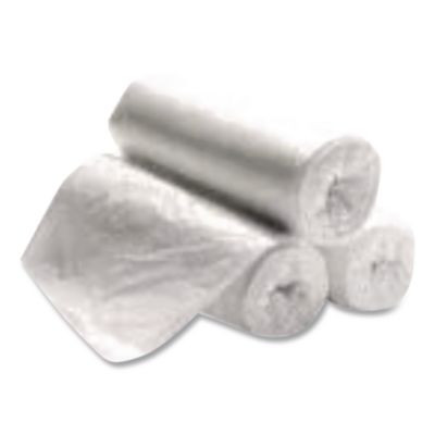 High Density Can Liners, 10 Gal, 6 Mic, 24" x 23", Natural, Interleaved Roll, 50 Bags/Roll,  20 Rolls/Carton