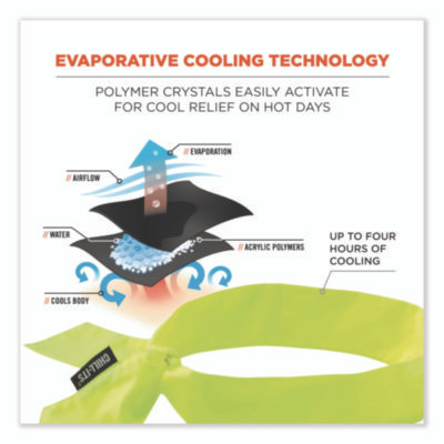 Chill-Its 6700 Cooling Bandana Polymer Tie Headband, One Size Fits Most, Lime