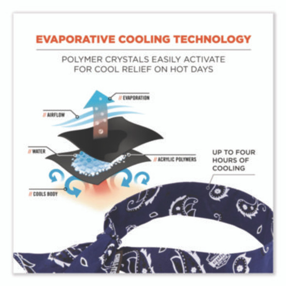 Chill-Its 6700 Cooling Bandana Polymer Tie Headband, One Size Fits Most, Navy Western