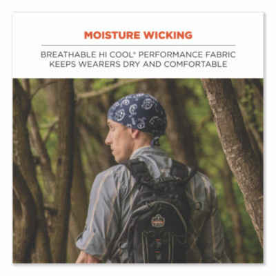 Chill-Its 6615 High-Performance Bandana Doo Rag With Terry Cloth Sweatband, One Size Fits Most, Black