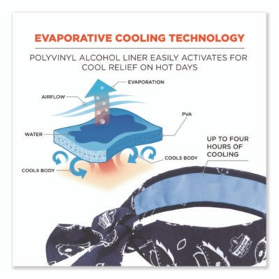 Chill-Its 6700Ct Cooling Bandana Pva Tie Headband, One Size Fits Most, Navy Western