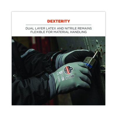 Proflex 7501 Coated Waterproof Winter Gloves, En388: 2131X, 10.5" Long, Large, Gray, Pair