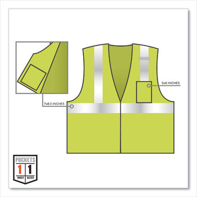 Glowear 8210Z Class 2 Economy Mesh Vest, Polyester, Lime, Small/Medium