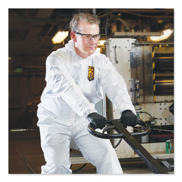 A80 Elastic-Cuff Hood And Boot Coveralls, Large, White, 12/Carton
