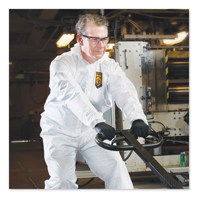 A80 Elastic-Cuff Hood And Boot Coveralls, Large, White, 12/Carton