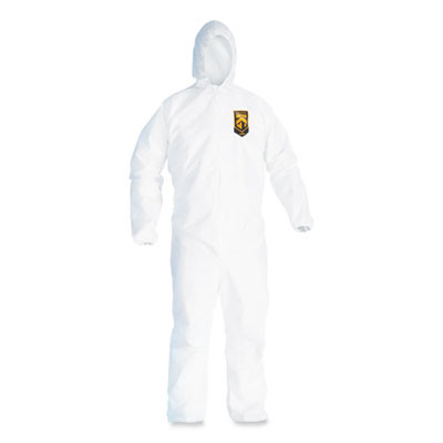 A20 Breathable Particle Protection Coveralls, Zip Front, Elastic Back, Hood, Medium, White, 24/Carton