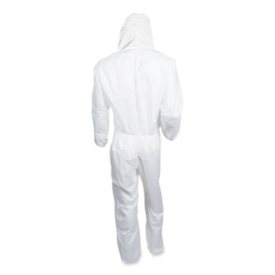 A20 Breathable Particle Protection Coveralls, Zip Front, Elastic Back, Hood, Medium, White, 24/Carton