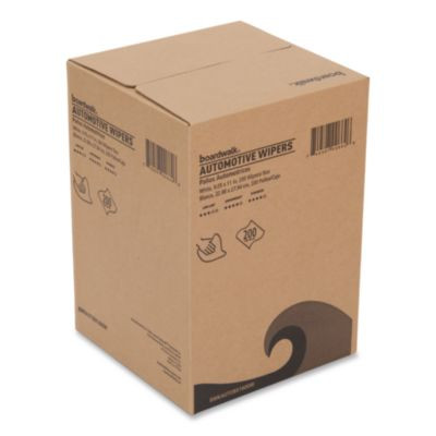 Automotive Shop Towels, 10.63 x 20.47, Unscented, White, 200/Box, 8 Boxes/Carton