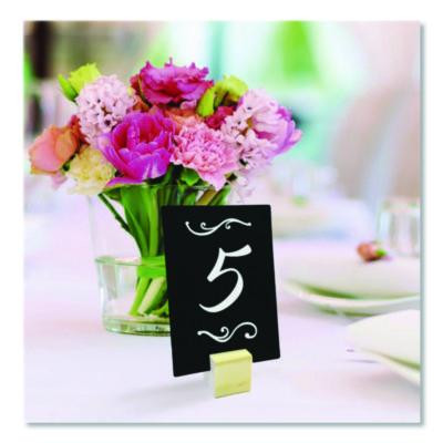 Tabletop Chalkboard Tag, Black Surface, Teak Wood Holder, 3 x 4, 6/Pack