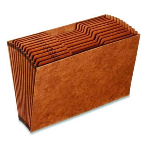 Heavy-Duty Open-Top Expanding Stadium File, 12 Sections, 1/3-Cut Tabs, Legal Size, Redrope, 5/Box