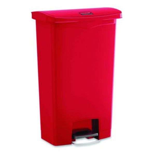 Slim Jim Streamline Resin Step-On Container, 24 Gal, Resin, Red