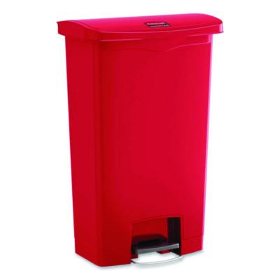 Slim Jim Streamline Resin Step-On Container, 24 Gal, Resin, Red