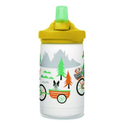 Eddy + Kids Water Bottle, Biking Dogs Design, 12 Oz, Multicolor