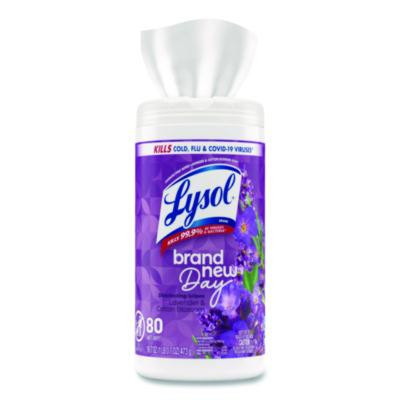 Disinfecting Wipes, 1-Ply, 7 x 7.25, Lavender And Cotton Blossom, White, 80 Wipes/Canister