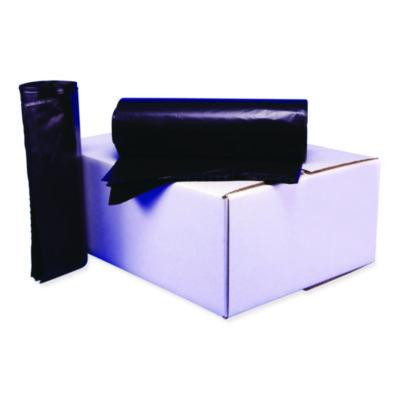 Low Density Can Liners, 56 Gal, 1.5 Mil, 43" x 47", Black, Interleaved Roll, 20 Bags/Roll, 5 Rolls/Carton