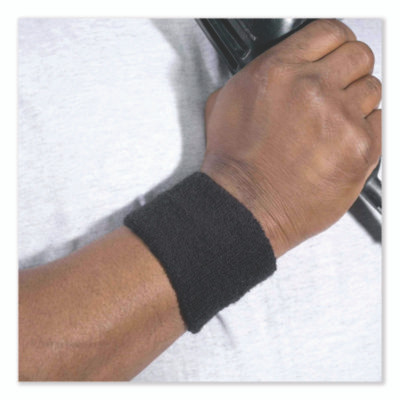 Chill-Its 6500 Wrist Terry Cloth Sweatband, Cotton Terry, One Size Fits Most, Black