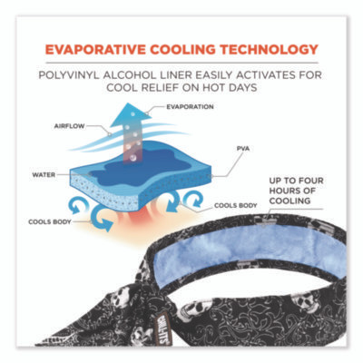 Chill-Its 6700Ct Cooling Bandana Pva Tie Headband, One Size Fits Most, Skulls