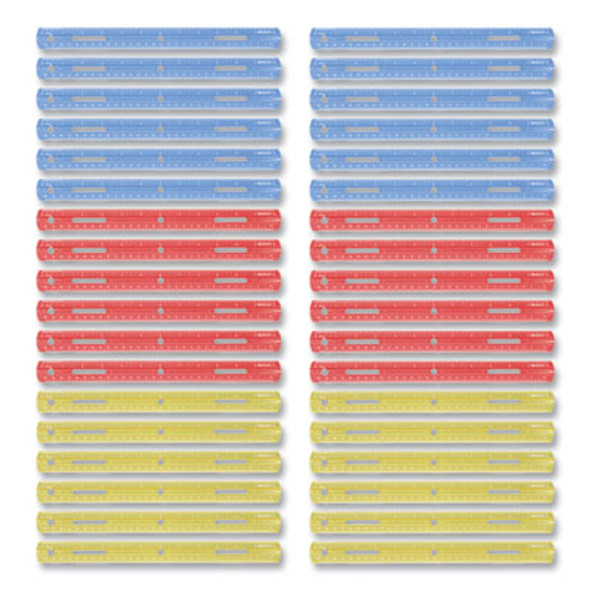 Plastic Ruler, Standard/Metric, 12" (30 Cm) Long, Assorted Translucent Colors