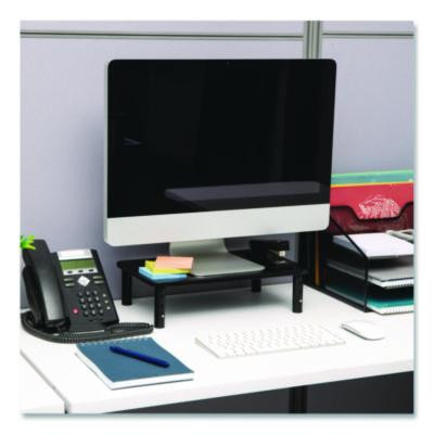 Adjustable Rectangular Monitor Stand, 14.5" x 9.25" x 4" To 5.5", Black, Supports 44 Lb, 2/Pack