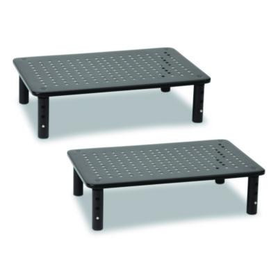 Adjustable Rectangular Monitor Stand, 14.5" x 9.25" x 4" To 5.5", Black, Supports 44 Lb, 2/Pack