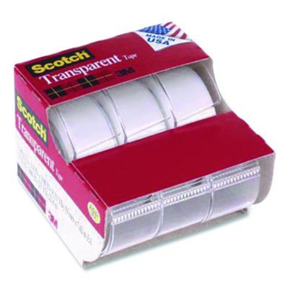 Transparent Tape In Handheld Dispenser, 1" Core, 0.75" x 25 Ft, Transparent, 3/Pack