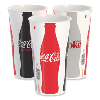 Double Sided Poly Paper Cold Cups, 28 Oz To 32 Oz, Coca-Cola Design, 40/Pack, 12 Packs/Carton