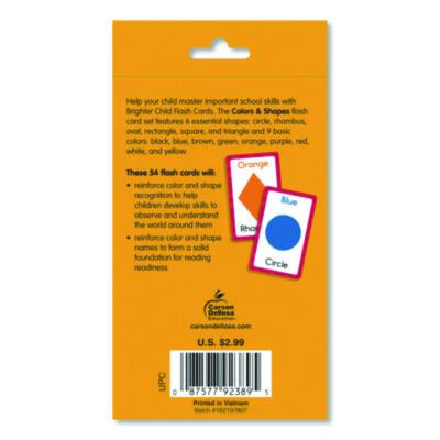 Colors And Shapes Flash Cards, Grades Pre-K To 1, 3.25" x 5.25", Assorted Colors, 54 Cards