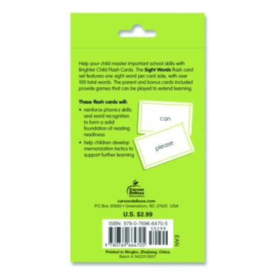 Sight Words Flash Cards, Grades Pre-K To 1, 3.25" x 5.25", Assorted Colors, 54 Cards