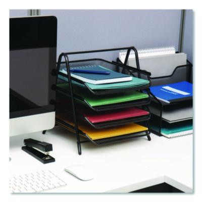 Tiered Metal Mesh Desk Tray Organizer, 4-Tier, Letter Size, 13.75 x 12 x 12.5, Black