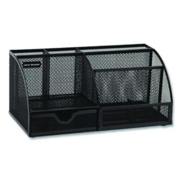 7-Compartment Metal Desk Organizer, 11 x 5.5 x 5, Black Metal Mesh