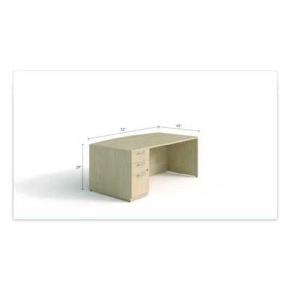Alera Seville Series Bow Front Pedestal Desk, Left Pedestal, 70.87'' x 41.34'' x 29'', Maple