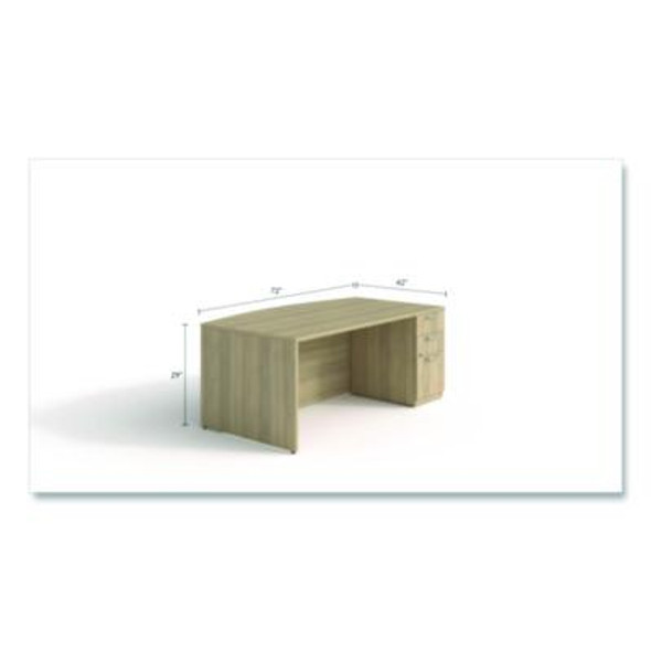 Alera Seville Series Bow Front Pedestal Desk, Right Pedestal, 70.87'' x 41.34'' x 29'', Oak
