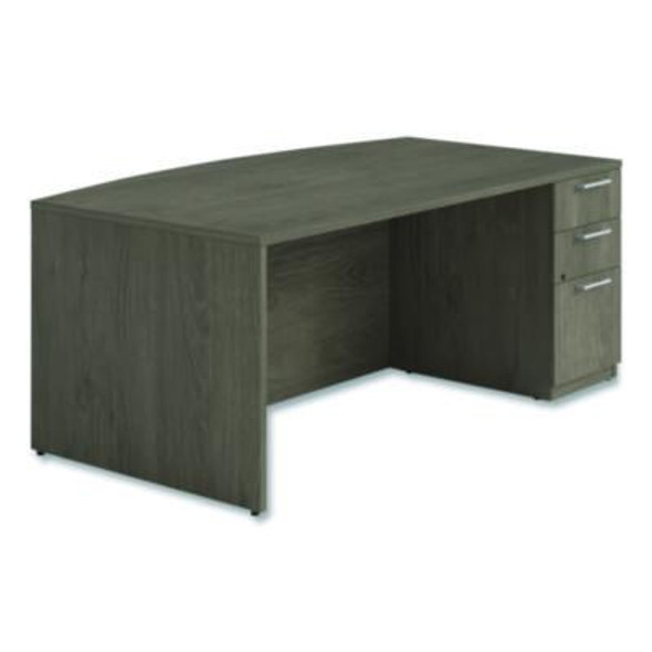 Alera Seville Series Bow Front Pedestal Desk, Right Pedestal, 70.87'' x 41.34'' x 29'', Walnut