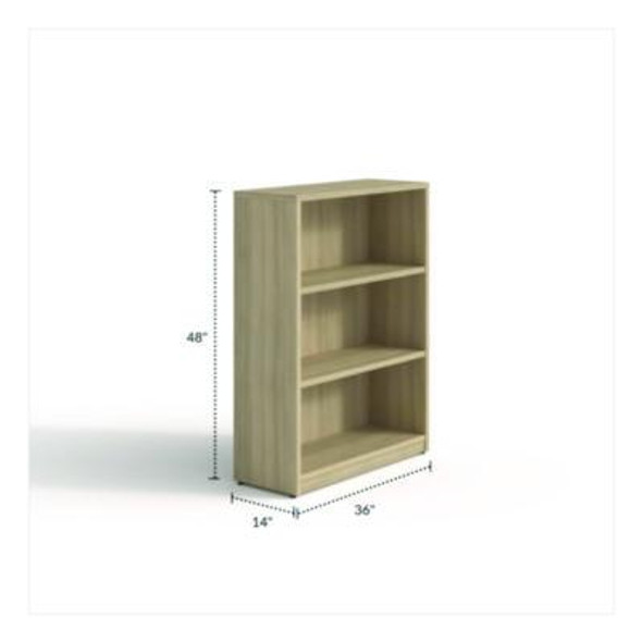 Alera Seville Series Bookcase, Three-Shelf, 35.43w x 13.78d x 48h, Oak