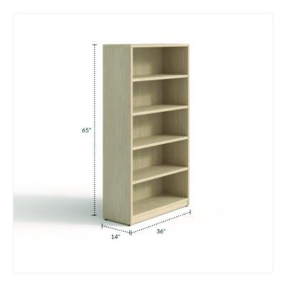 Alera Seville Series Bookcase, Five-Shelf, 35.43w x 13.78d x 65h, Maple
