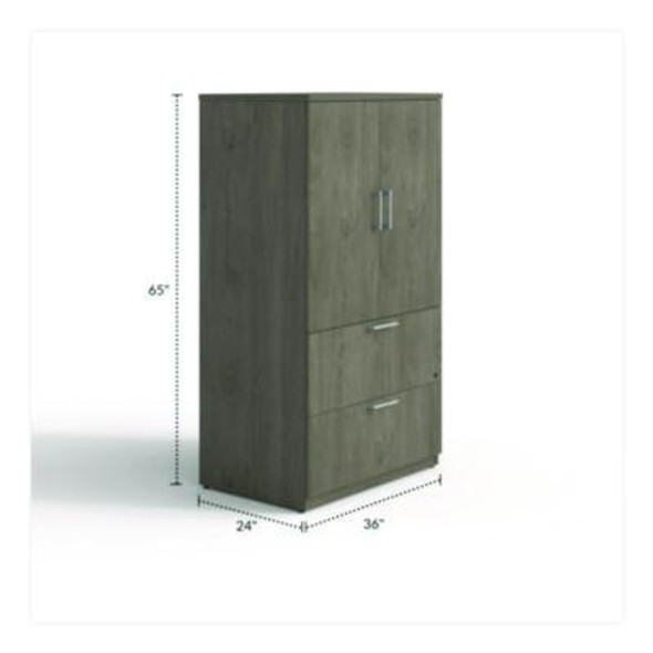 Alera Seville Series Lateral File Storage Cabinet, 2-Shelf Enclosed Storage, 2 File Drawers, 35.43" x 23.62" x 64.37", Walnut