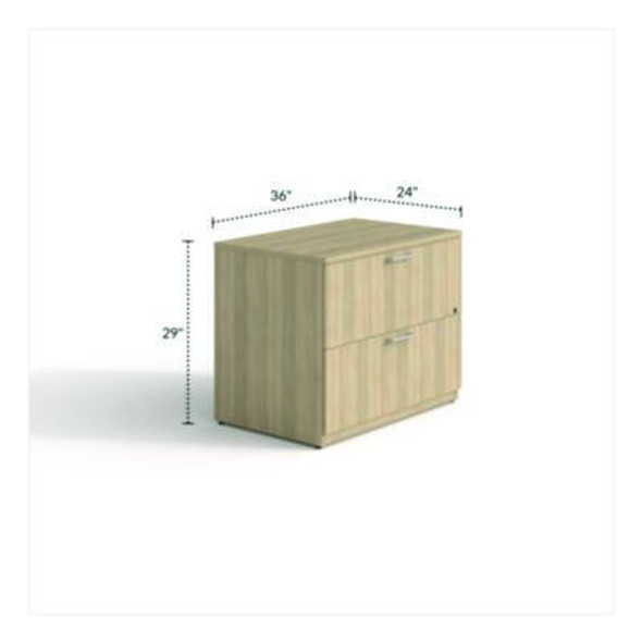 Alera Seville Series Lateral File Cabinet, 2 Legal-/Letter-Size Lateral Drawers, 35.43" x 23.62" x 29", Oak