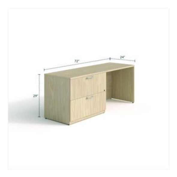 Alera Seville Series Credenza With Left Lateral File, Melamine/Wood, 70.87w x 23.62d x 29h, Maple