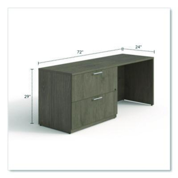 Alera Seville Series Credenza With Left Lateral File, Melamine/Wood, 70.87w x 23.62d x 29h, Walnut