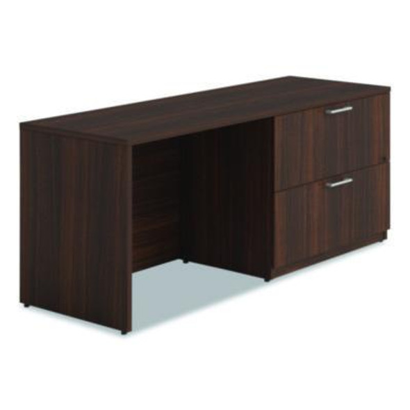 Alera Seville Series Credenza With Right Lateral File, Melamine/Wood, 70.87w x 23.62d x 29h, Mahogany