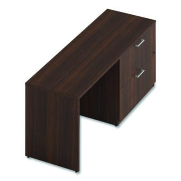 Alera Seville Series Credenza With Right Lateral File, Melamine/Wood, 70.87w x 23.62d x 29h, Mahogany