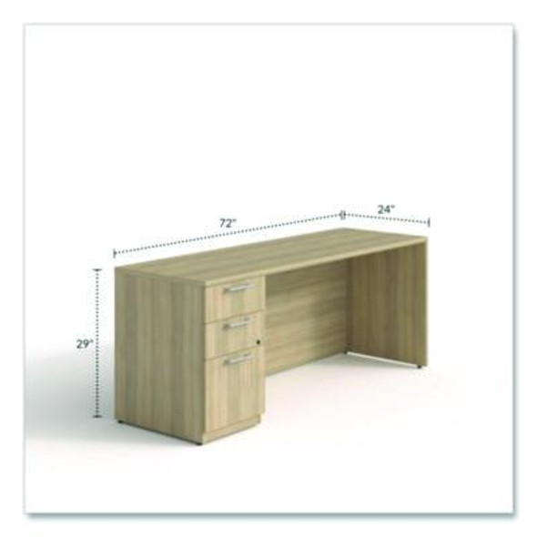 Alera Seville Series Credenza With Pedestal, Left Pedestal, 70.87w x 23.62d x 29h, Oak