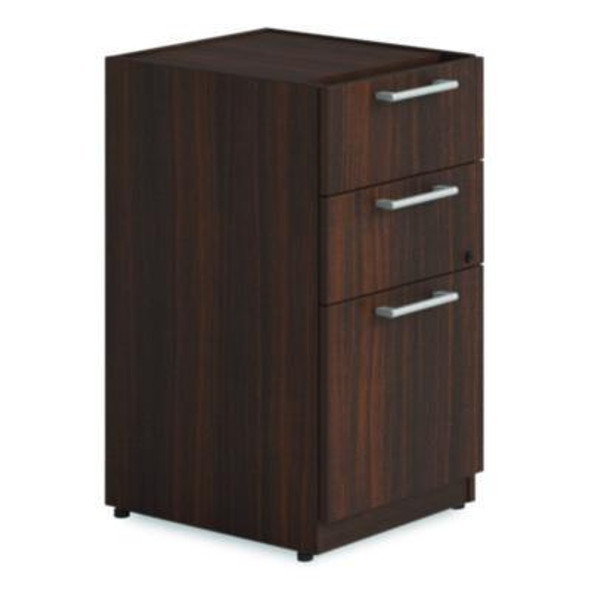 Alera Seville Series Modular Box/Box/File Pedestal, 3 Drawers, Legal/Letter-Size, 15.35" x 17.64" x 28", Mahogany