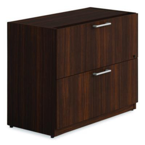 Alera Seville Modular Lateral File Cabinet, 2 Drawers, Lateral, Legal/Letter-Size, 35.43" x 17.64" x 28", Mahogany