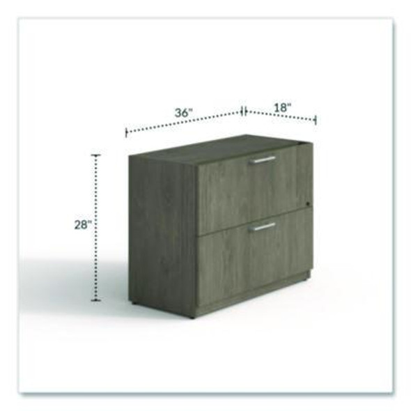 Alera Seville Series Modular Lateral File Cabinet, 2 Drawers, Lateral, Legal/Letter-Size, 35.43" x 17.64" x 28", Walnut