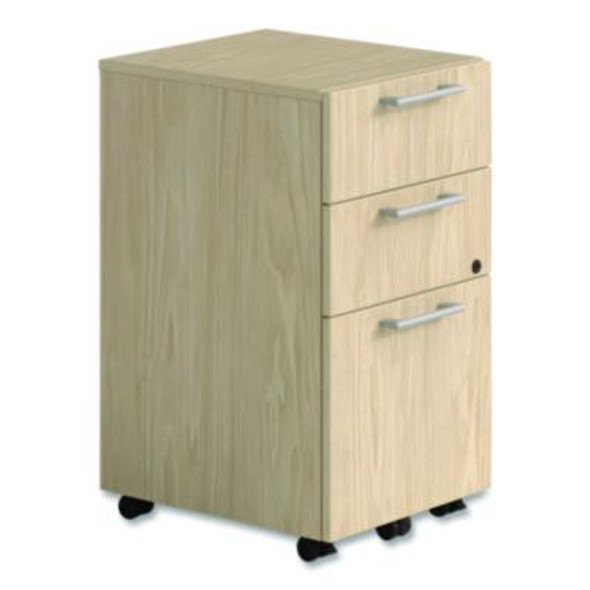 Alera Seville Series Mobile Pedestal, 3 Drawers: Box/Box/File, Legal/Letter-Size, 15.35" x 17.72" x 27.13", Maple