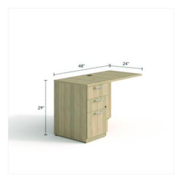 Alera Seville Series Desk Return With Pedestal, Left, 47.24" x 23.62" x 29", Oak