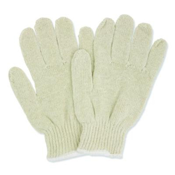 Proworks String Knit Glove, Reversible, Large, Natural, 12 Pairs