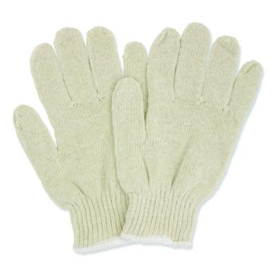 Proworks String Knit Glove, Reversible, Large, Natural, 12 Pairs